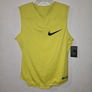 Nike Dri-Fit Football Yellow Sleeveless Padded Shoulder 833527-010 Men L NEW $70